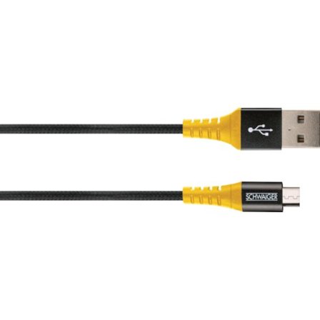 SCHWAIGER Ladekabel USB 2.0 A > USB Micro 1,2m schwarz/gelb