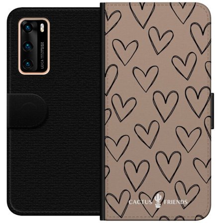 Yhteensopiva Lompakkokotelo Huawei Huawei P40 Cactus and Friends - Earthy Sketch Hearts