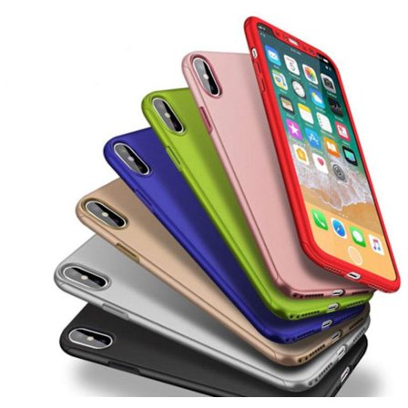 iPhone XS MAX Skal 3in1 360 ° FullCover + 0.26mm 9H Glas - Svart