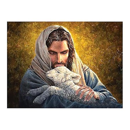 Jesus Kristus Lam Diamantmaleri Religiøse Figurer Runde Fuld Bor Diamantmaleri DIY Nålarbejde Mosaik Broderi 5D