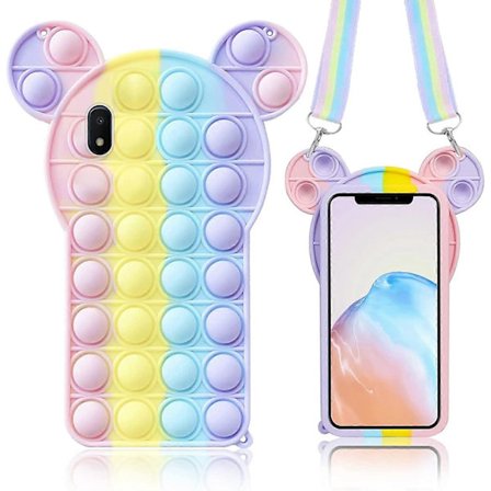 Trendig Kul Samsung Galaxy A10E Skal, Söt Cartoon Telefonskal för Flickor Barn Tonåringar, Mjuk Silikon Telefonskal Bubbla Fidget Sensorisk Leksak 