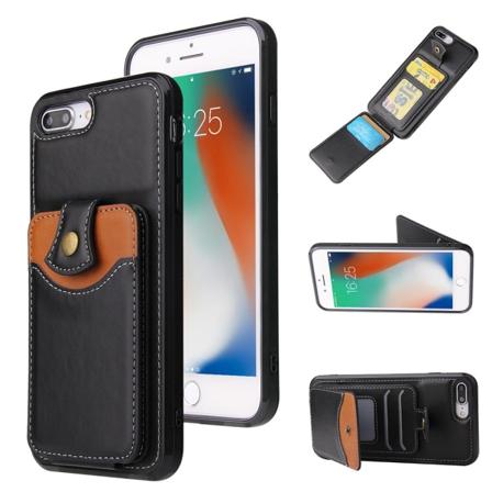 iPhone 8 Plus - Effektfullt Skal med Korthållare Svart