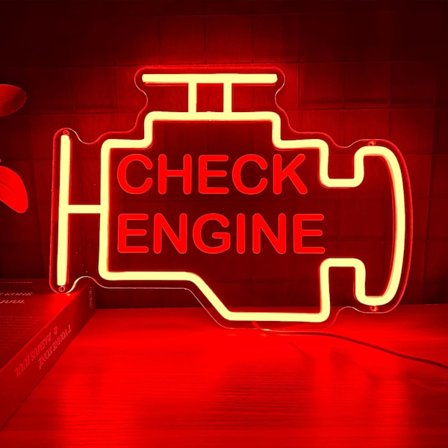 Check Engine -neonkyltti, autotallin LED-neonvalo, himmennettävät LED-neonkyltit seinäkoristeeksi, neonkyltit miehenluolaan, autotallin huoneeseen, 