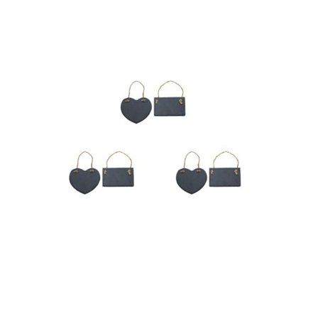 Set med 6 etiketter för växter - L 0,5 x B 12 x H 11,2 cm - Slumptal - Skiffer