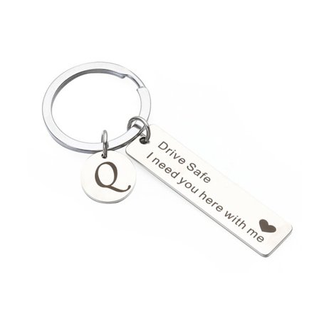 Drive Safe Keychain A-Z 26 Initialer Bokstäver Nyckelring Q Q