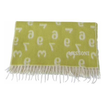 Missoni, Missoni Yellow Green Cashmere Knit Wrap Fringes Scarf One Size Geel, Dames, Maat:ONE Size