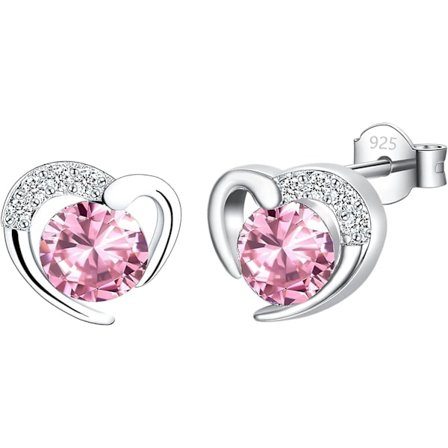 Ørestikker til kvinder - Hjerteformede hvidguld ørestikker med skinnende cubic zirconia