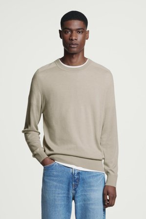 COS Men's Fine-Knit Cashmere Crew-Neck Jumper in Beige
