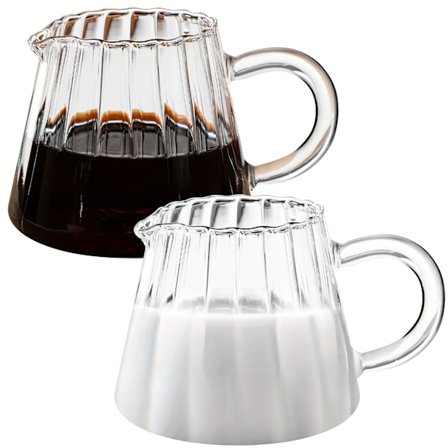 2 stk Sett Elegant Bølgeformet Glasskanne - Perfekt for Kaffe, Te og Melkeskumming