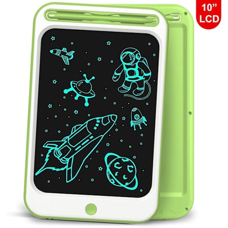 LCD-kirjoituslevy, 10 tuuman taulu, opetuslelut, sähköinen piirustuslevy, käsin kirjoittamisen ja piirtämisen tyyny lapsille ja aikuisille (Vihreä-A)