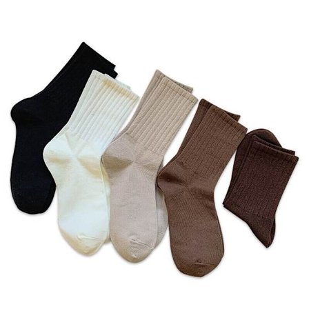 5 Pairs of fall Ladies solid color cotton stockings Warm vintage stockings