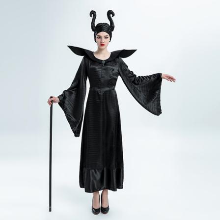 Vintage Sort Heksekostume, Halloween Rollespil til Kvinder