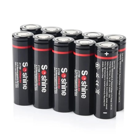 Soshine 3,7V 21700 5000mAh uppladdningsbart batteri 3C litiumjonurladdning Högeffektsbatterier för högeffektsapparater Batteri