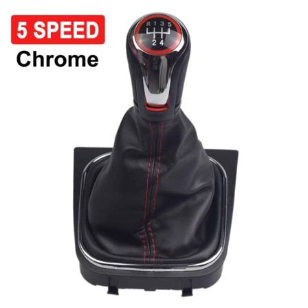 Biltillbehör Växelspaksratt Manuell 5 6-växlad för Volkswagen Golf 5/6 MK5/MK6 Scirocco(2009) Octavia(2006) Damask Boot Cover-Chrome-5Speed Chrome-
