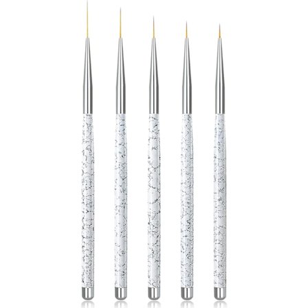 Neglebørste (hvid), 5 stk., 8/9/10/15/21mm Gel Neglebørste til Neglekunst Gel Maleri Detaljer.