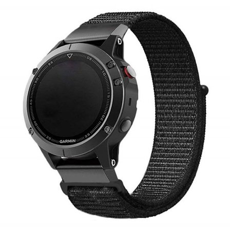 26mm Garmin Fenix 5X nylon tarrakiinnitteinen kellonauha - Musta