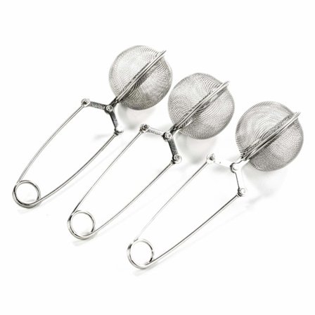 3-pakks Mesh Snap Ball Te-sil med håndtak for løse bladte og krydderier i mulle - Rustfritt stål Te-infuser Te-filter
