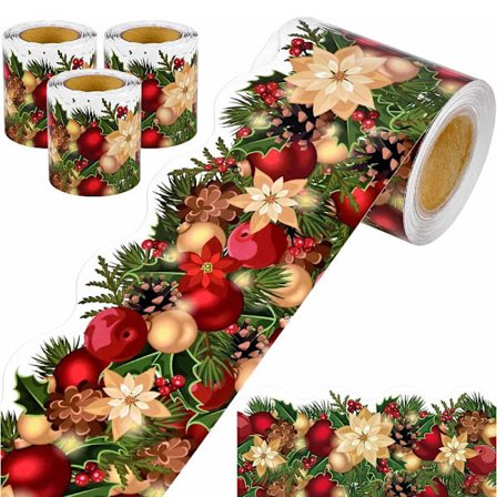 2-delat 18 m juldekorationer, jul-tema gränsdekaler för fotoväggar, popup-tavlor, skrivbordsdisplayer, hem, skola