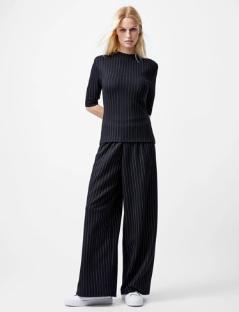 French Connection Crepe Light Puff Sleeve Top - Navy - XL