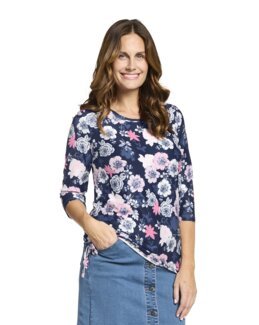 Mønstret bluse Gill Marine - 40/42 - Åshild