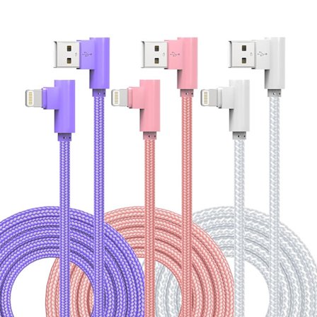 IPhone-laddare 90 graders Lightning-kabel 3-pack lång iPhone-kabel