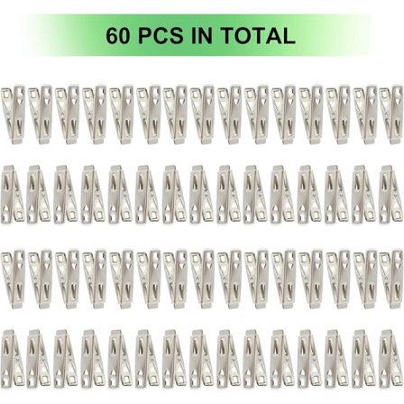 60 stk klesklyper i rustfritt stål