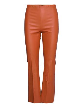 Slkaylee Pu Kickflare Pants Brown Soaked In Luxury