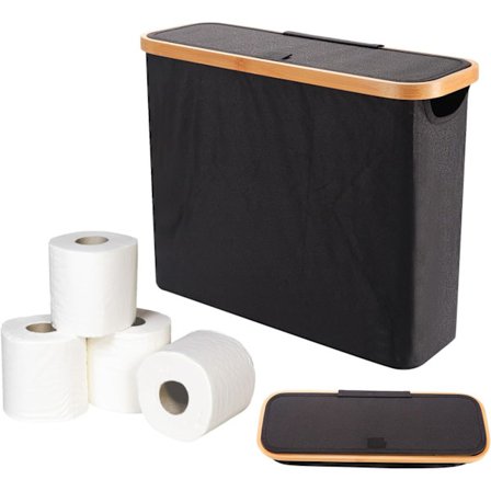 WC-paperiteline, jopa 12 jättirullalle, 43,5 x 14,5 x 3 (musta)