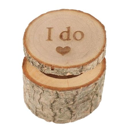 Rustik Træ Bryllupsring Æske Holder Håndlavet Vielsesring til Etui Forlovelse