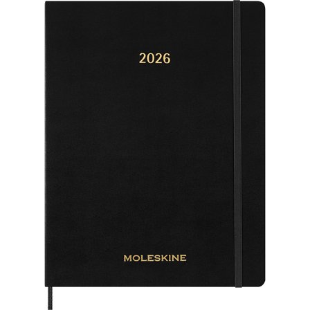 Moleskine Kalender 12M Weekly Vertical 2026 Essential Softcover XXL Black