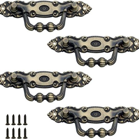 Møbelknotter og håndtak, 4 stk gammel sink skuffehåndtak bronse bronse skuff
