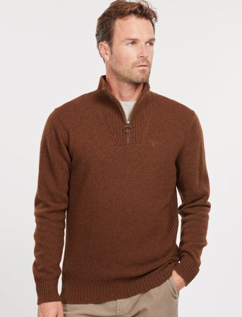 Barbour Barbour Essential Lambswool Half Zip Knit - Brown - M