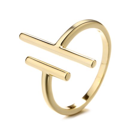 925 Silver Geometrisk T-formad Ring Designad Parallell Stångöppning Hand Smycken Diamant Stapelbar Ring Evighetsring Enkelt Smyckesgåva