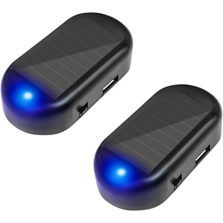 2PCS Bil Solenergi Simulert Dummy Alarm, Anti-Tyveri LED Blinkende Sikkerhetslys Falsk Lampe, Automatisk Advarsel Interiør Sikkerhetslys med USB 