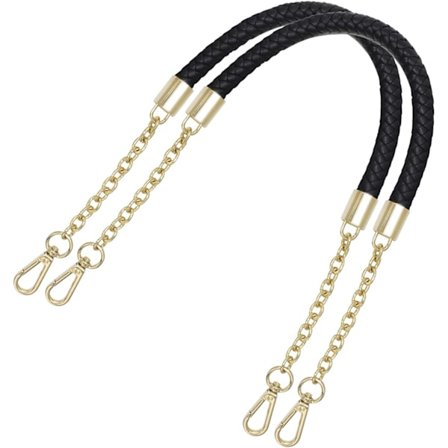 2 Stykker (Sort) Håndtaske Kæde Rem Flettet PU Læder Sho