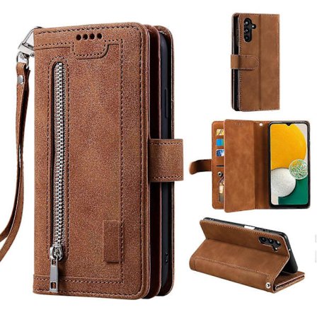 Yhteensopiva Samsung Galaxy A56 Kotelo PU Nahkainen Puhelinkotelo Vetoketjullinen Lompakko 9 Korttipaikkaa - Musta Monivärinen