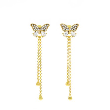 Gullfarget sommerfugl dusk øredobber lange øredobber