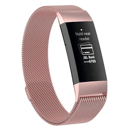 Rosa Rosa Magnetiskt Klockarmband i Rostfritt Stål kompatibelt med Fitbit Charge 4 / 3, liten storlek: 190x18mm (blå) Storlek 190x18mm