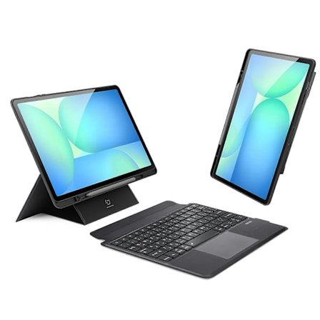 Läderfodral för Samsung Galaxy Tab S10 FE+ surfplatta, kompatibelt med DUX DUCIS DK-serien arabiskt Bluetooth-tangentbord med bakgrundsbelysning