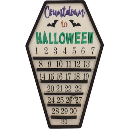 Halloween Nedtellingskalender, Gjenbrukbar Tre-Adventskilt for Barn, DIY Bevegelig Spøkelsesdekor, Festlig Skrivebordsdekorasjon, 30x18.2cm