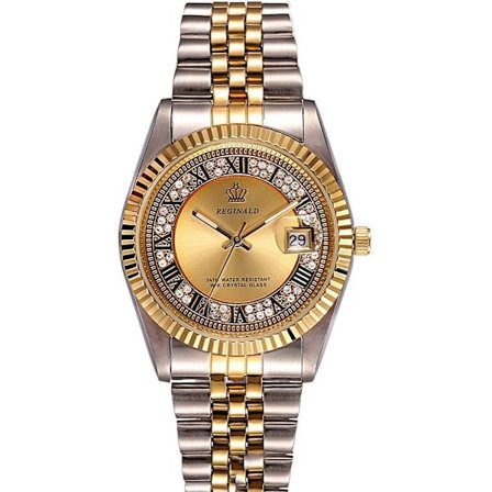 Lyxig Dam Analog Klocka Diamant Guld Rostfritt Stål Quartz Klocka Vattentät Kalender Lysande Klocka