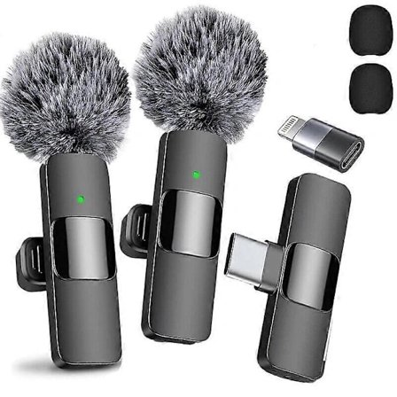 2024-Mini Trådløs Lavalier Mikrofon Mic Telefon For iPhone Type C Opptak Vlog-QM