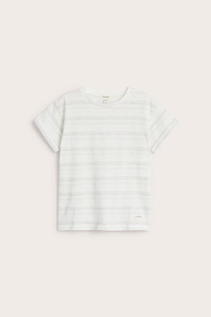 Newbie | Stripete t-skjorte i flosset trikot | Offwhite
