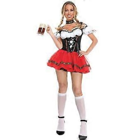 Dame Oktoberfest Dirndl Kostyme Tysk Ølserveringspike Vertshus Værtshusjente Servitør Antrekk Cosplay Halloween Dekorasjon Fancy Festkjole (XXL)