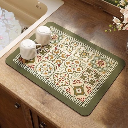 Kahvimatto - Boheemi tyylinen astiamatto - 30*50 cm - Vihreä