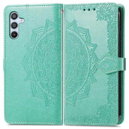 Mandala Blomst Læder Telefon Cover Stativ - Grøn til Samsung Galaxy A56 5G[YDE]