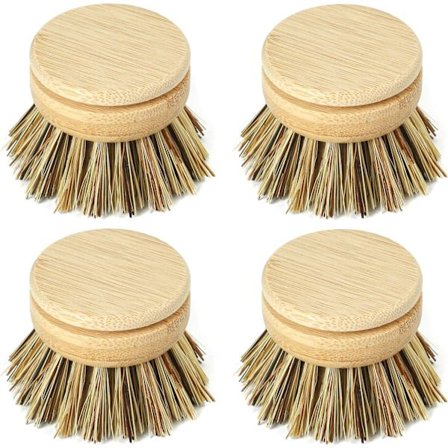 Skurebørstehoveder i træ til køkkenet, skurebørste med faste børster, udskiftelige børstepåfyldninger, skurebørster