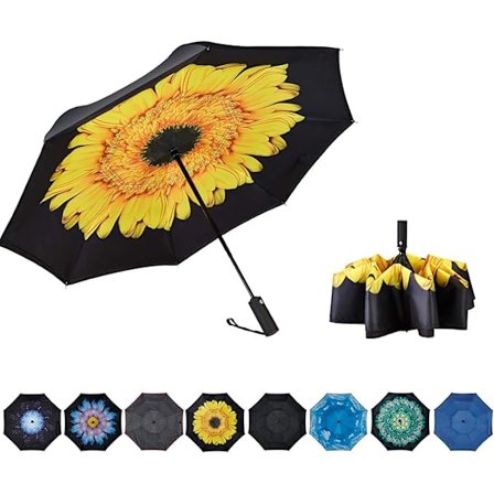 Omvendt paraply dobbelt lag automatisk foldbar paraply vindtæt og UV-beskyttelse rejse udendørs mænd og kvinder