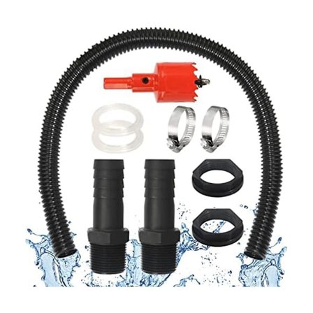 Regnvattentunneanslutning Set, 2 Vattentunnor Genom 1 Tum 100 Cm Anslutningsslang 25 Mm Och Hålsåg, För Regnvattentunnor