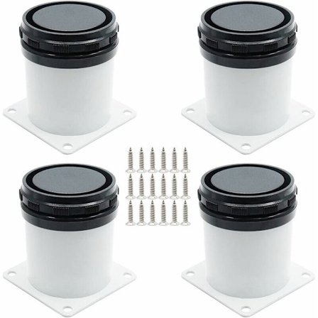 Sæt med 4 Justerbare Rustfrie Stål Møbelben med Skruer - Hvid, 5 cm Højde